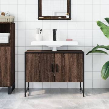 Brown Oak Bathroom Sink Cabinet - 80x33x60 cm | HipoMarket