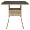 Stylish Beige Garden Table with Glass Top | 80x80 cm