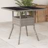 Garden Table with Glass Top Light Grey 80x80x75 cm Poly Rattan Colour light grey Quantity in Package 1 Material glass 