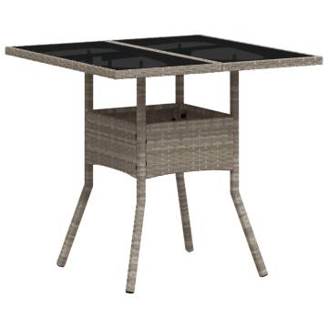 Garden Table with Glass Top - Light Grey 80x80 cm | HipoMarket