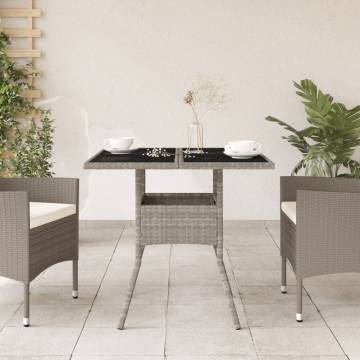 Garden Table with Glass Top - Light Grey 80x80 cm | HipoMarket