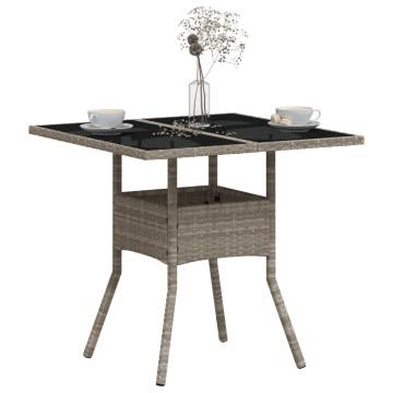 Garden Table with Glass Top - Light Grey 80x80 cm | HipoMarket