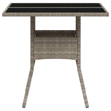 Garden Table with Glass Top - Light Grey 80x80 cm | HipoMarket