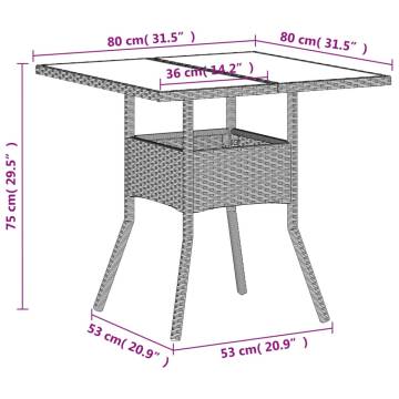 Garden Table with Glass Top - Light Grey 80x80 cm | HipoMarket