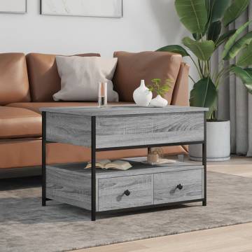 Elegant Grey Sonoma Coffee Table - Engineered Wood & Metal