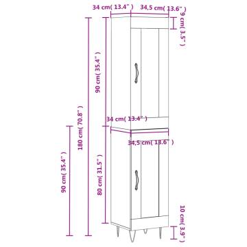 Stylish Highboard White 34.5x34x180 cm - Durable & Elegant