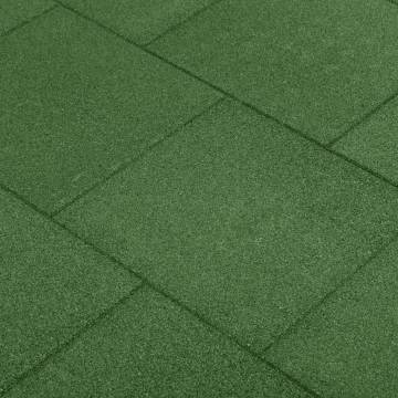 Fall Protection Rubber Tiles - 12 pcs Green 50x50x3 cm