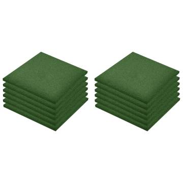 Fall Protection Rubber Tiles - 12 pcs Green 50x50x3 cm