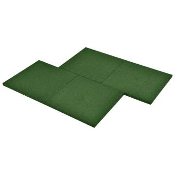 Fall Protection Rubber Tiles - 12 pcs Green 50x50x3 cm