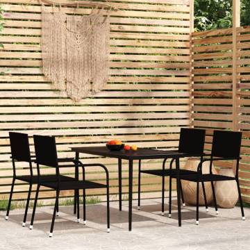 5 Piece Garden Dining Set Black | Elegant Outdoor Furniture