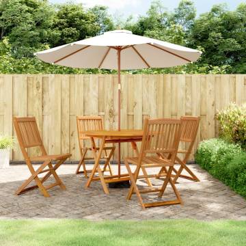 5 Piece Garden Dining Set - Solid Wood Acacia | HipoMarket