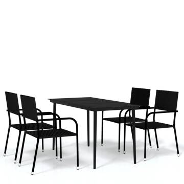 5 Piece Garden Dining Set Black | Elegant Outdoor Furniture