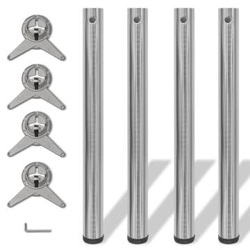 Height Adjustable Table Legs - Brushed Nickel 710 mm