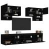 6 Piece TV Wall Cabinet Set with LED Lights Black Colour black Quantity in Package 1 