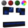 6 Piece TV Wall Cabinet Set with LED Lights - Black | HipoMarket