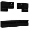 6 Piece TV Wall Cabinet Set with LED Lights - Black | HipoMarket