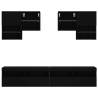 6 Piece TV Wall Cabinet Set with LED Lights - Black | HipoMarket