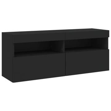 6 Piece TV Wall Cabinet Set with LED Lights - Black | HipoMarket