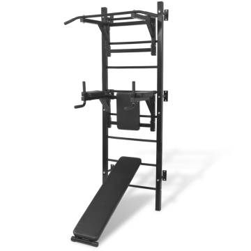 Wall-Mounted Multi-Functional Power Tower - Black Fitness Equipment