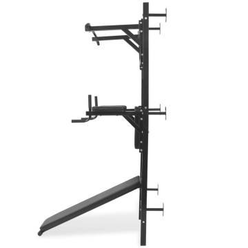 Wall-Mounted Multi-Functional Power Tower - Black Fitness Equipment