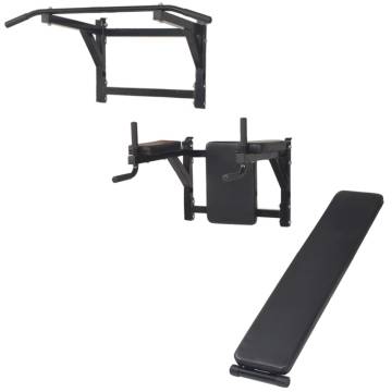 Wall-Mounted Multi-Functional Power Tower - Black Fitness Equipment