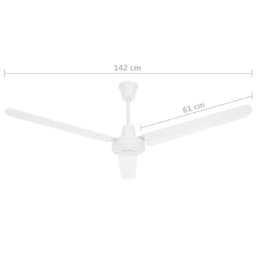 142 cm White Ceiling Fan - Efficient Air Circulation