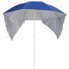 Beach Umbrella with Side Walls Blue - 215 cm | HipoMarket