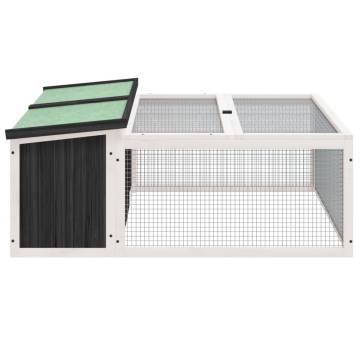 Rabbit Hutch Grey - Spacious Solid Wood for Small Pets