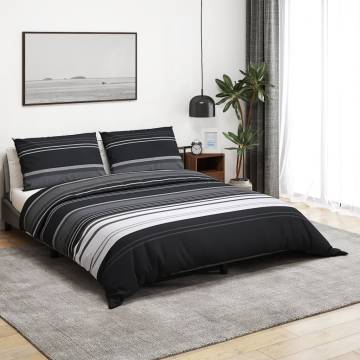 Duvet Cover Set Black and White 220x240 cm Cotton | Hipo Market