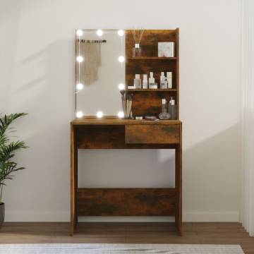 Stylish Dressing Table with LED - Smoked Oak - HipoMarket