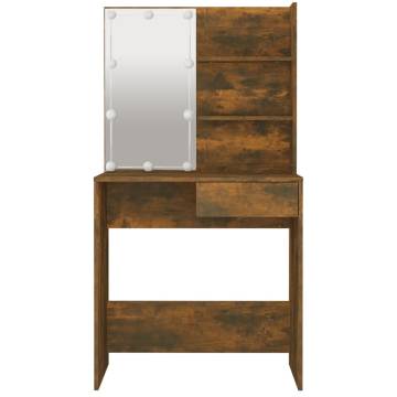 Stylish Dressing Table with LED - Smoked Oak - HipoMarket