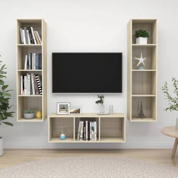 3 Piece Sonoma Oak TV Cabinet Set - Stylish & Practical