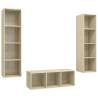 3 Piece Sonoma Oak TV Cabinet Set - Stylish & Practical