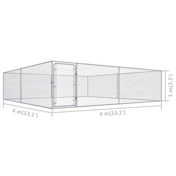 Outdoor Dog Kennel Galvanised Steel 4x4x1m - Safe & Durable