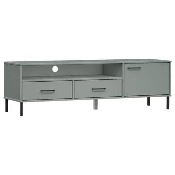 OSLO Grey Solid Wood TV Cabinet with Metal Legs | Hipomarket