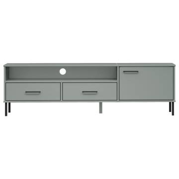 OSLO Grey Solid Wood TV Cabinet with Metal Legs | Hipomarket