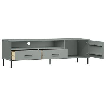 OSLO Grey Solid Wood TV Cabinet with Metal Legs | Hipomarket