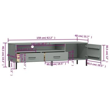 OSLO Grey Solid Wood TV Cabinet with Metal Legs | Hipomarket