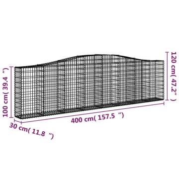 Arched Gabion Baskets - 10 pcs Galvanised Iron | HipoMarket