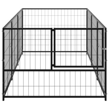 Durable Black Steel Dog Kennel - 3 m² Outdoor Enclosure