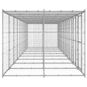 Outdoor Dog Kennel Galvanised Steel with Roof - 21.78 m² | Hipomarket