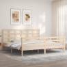 Bed Frame with Headboard Super King Size Solid Wood Colour natural Size 180 x 200 cm 