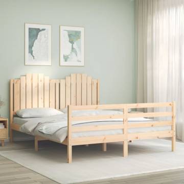 King Size Solid Wood Bed Frame with Headboard | Hipo Market