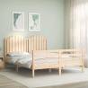 Bed Frame with Headboard King Size Solid Wood Colour natural Size 150 x 200 cm 