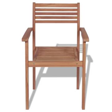 Stackable Garden Chairs - 4pcs Solid Teak Wood | HipoMarket