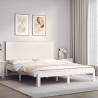 Bed Frame with Headboard White King Size Solid Wood Colour white Size 150 x 200 cm 