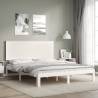 White King Size Bed Frame with Headboard | Solid Wood Design