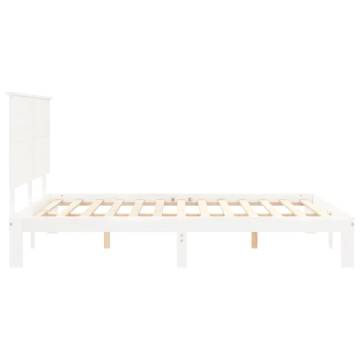 White King Size Bed Frame with Headboard | Solid Wood Design