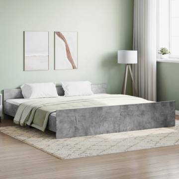 Concrete Grey Bed Frame with Headboard & Footboard - Super King