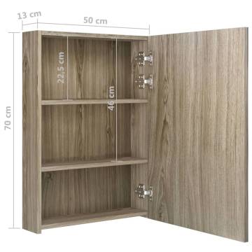 LED Bathroom Mirror Cabinet Oak 50x13x70 cm | Hipomarket